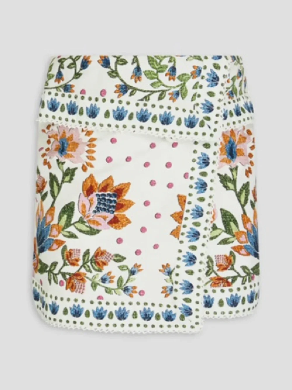 Farm Rio Folk Floral-print Cotton Mini Skirt